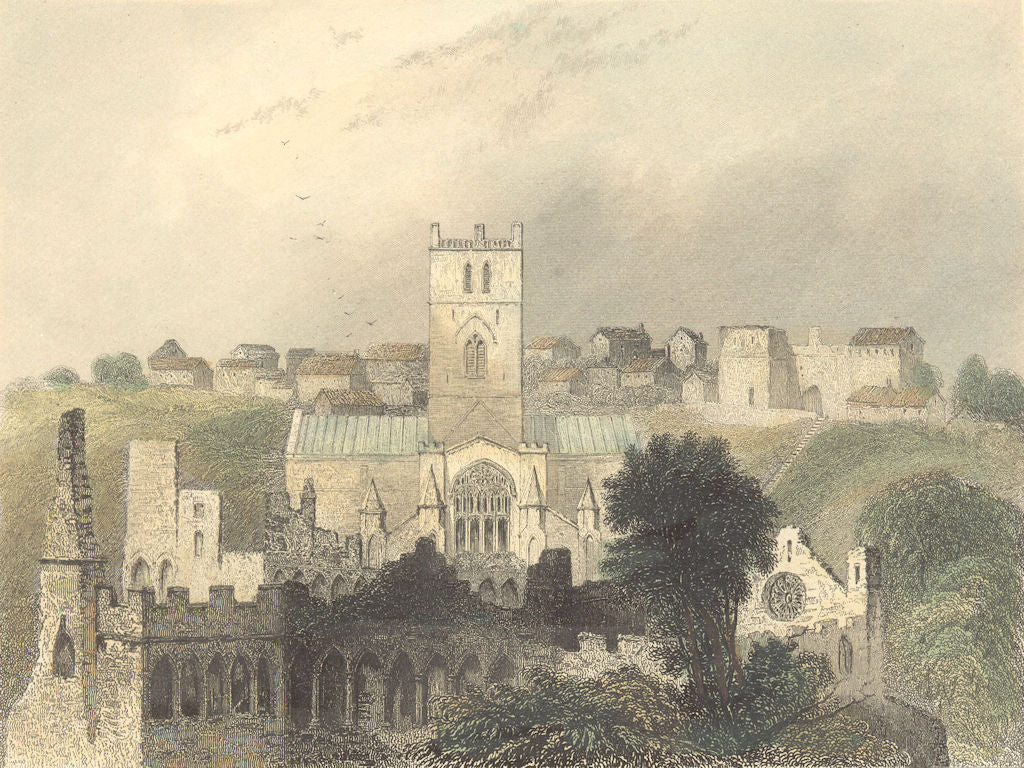 ST DAVID'S. Cathedral ancient Bishop's Palace 1850 old antique print picture